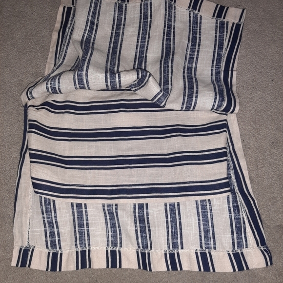 J.O.A. Taupe Navy Striped Swing Halter Tank Split Sides Cut Out Back - Picture 7 of 13